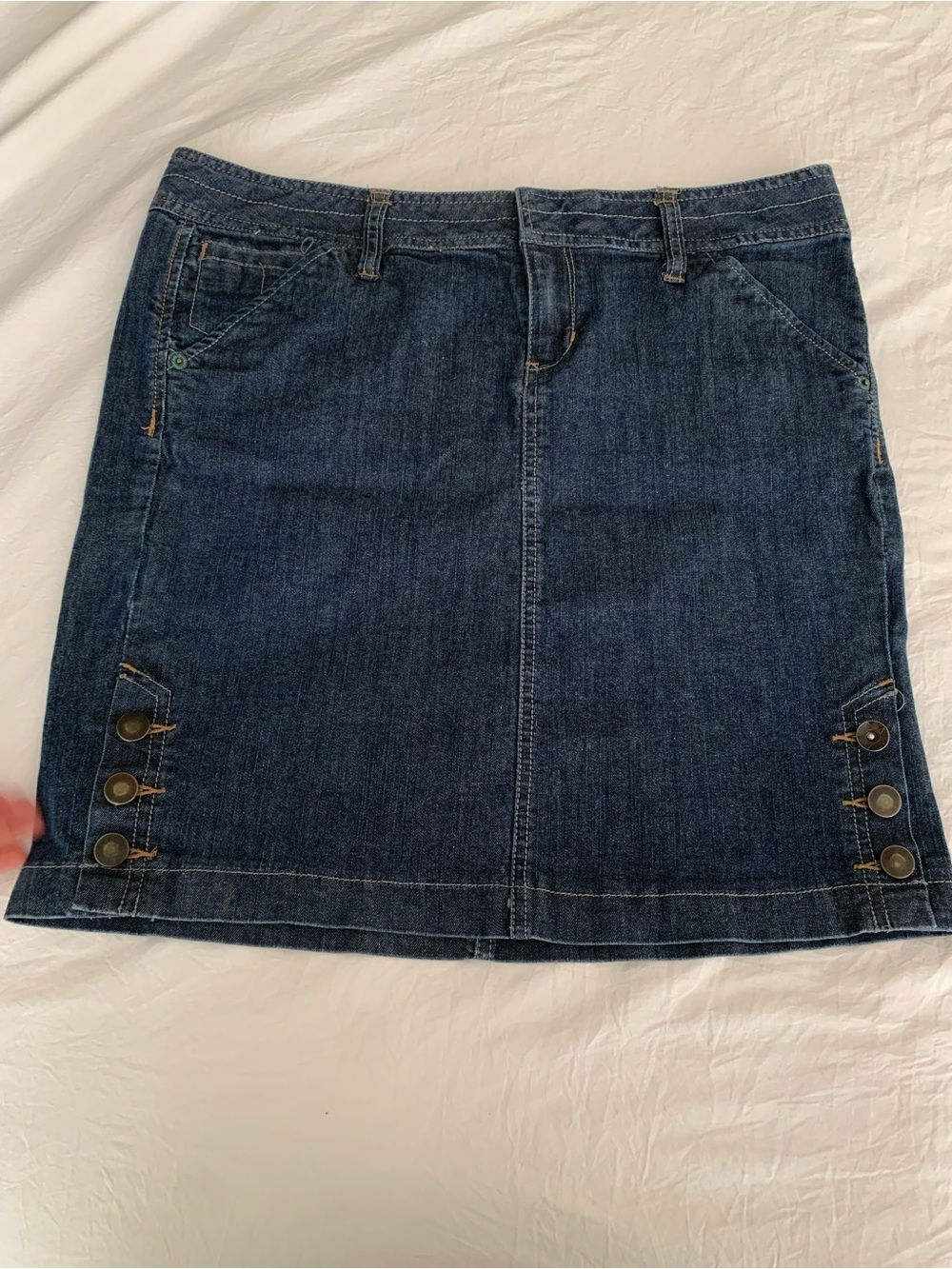 Converse One Star Womens Dark Wash Denim Mini Skirt Button Side Detail Size 14
